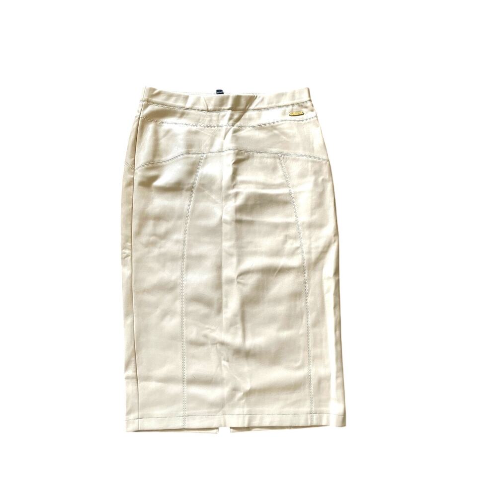 MARC NEW YORK, ANDREW MARC, SIZE S, TAN, FAUX LEATHER SKIRT